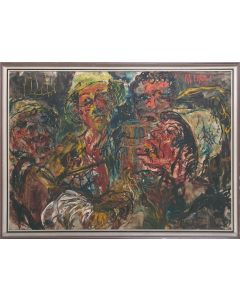 "AFFANDI (Cirebon, Indonesia 1907-Java, Indonesia 1990) "Before the Cockfight". 1963"