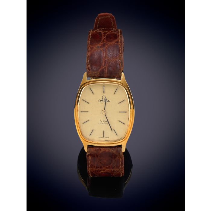 junio Autorizar miel 774-OMEGA DE VILLE QUARTZ RELOJ DE PULSERA DE CABALLERO CON CAJA EN ORO  AMARILLO. CORREA EN PIEL MARRÓN. | Fernando Durán