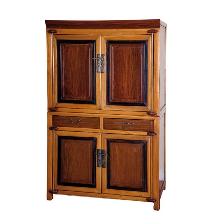 2300Mueble alacena chino en distintas maderas talladas y teñidas con