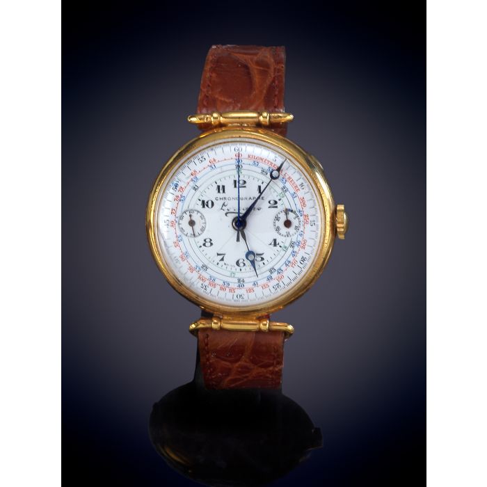 875 CRON GRAFO RELOJ DE PULSERA DE COLECCI N ANTIGUO CAJA EN ORO