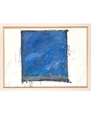 1259-JORDI TEIXIDOR (Valencia 1941) Pintura Azul". 1986 Óleo sobre papel Firmado y fechado 