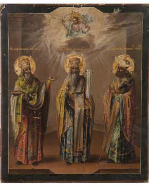 433-Icono griego siglo XIX con representación de los Santos Padres.