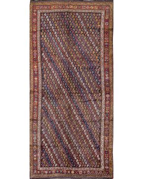 730-Alfombra persa Shiraz en lana de trazo lineal y colores vivos.