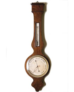 1039-Barómetro español en madera de caoba. S. XIX.