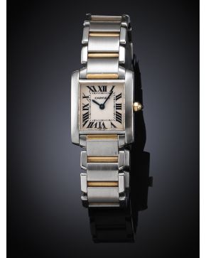 792-CARTIER TANK FRANÇAISE Nº 312811CD ref 2384 Reloj de pulsera para señora con caja y brazalete en acero y oro amarillo de 18k. 