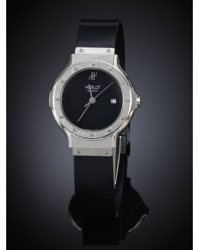 801-HUBLOT Nº B13941 / 610363 Reloj de pulsera para señora  con caja de acero y correa de caucho.