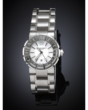 804- CHAUMET  Nº 622C-34513 Reloj de pulsera para señora. Caja de acero decorada con chispitas de brillantes y  brazalete en acero.