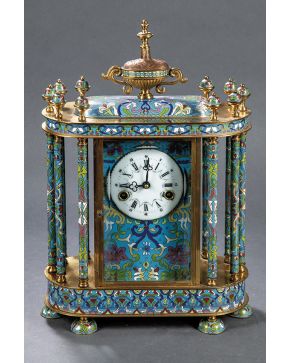 501-Reloj de chimenea en esmalte cloissoné.