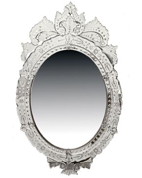 800-Espejo en cristal de Murano. ff. s. XIX.