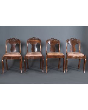 530-Juego de cuatro sillas portuguesas en madera. s. XIX.