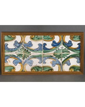 931-Placa con 8 azulejos en cerámica esmaltada. Teruel. s. XVIII.