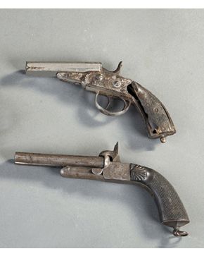 939-Lote de dos pistolas de doble cañón del s. XIX