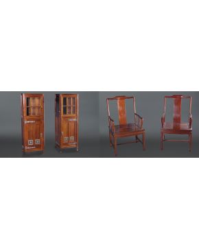 339-Lote de muebles estilo oriental. s. XX.