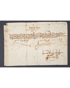 566-Carta manuscrita en la que los Reyes Católicos envían a Juan de Briones. alcaide de la fortaleza de Castro del Río. a su servidor Fernando de Bustaman