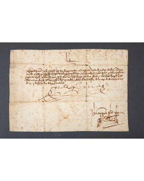 556-Carta manuscrita enviada por orden de la reina Isabel la Católica a Juan de Briones. Alcaide de Castro del Río... Tratados como de vos confío de la to