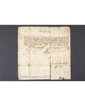 560-Carta manuscrita en la que los Reyes Católicos ordenan que se libre a Juan de Briones 50 mil maravedises que tiene de ración y quitación y que se han 