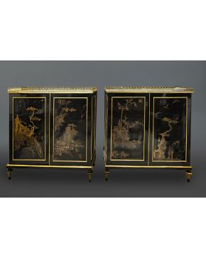 913-Elegante pareja de side-cabinets. Francia s. XIX.