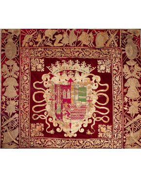 1074-Importante tapiz repostero heráldico. Posiblemente Bruselas. c. 1645.