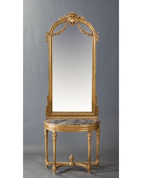 881-Consola y espejo estilo Luis XVI. s. XIX.