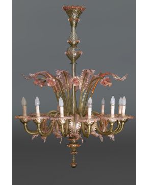 636-Importante lámpara en cristal de Murano. s. XX.