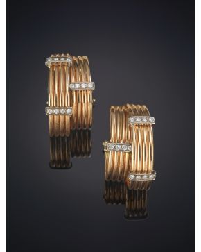 1-EXQUISITOS PENDIENTES DE BRILLANTES en oro rosa de 18K.