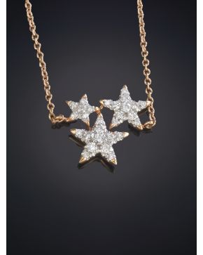 296-ELEGANTE BRAZALETE CON DISEÑO DE ESTRELLAS CON BRILLANTES sobre una montura de oro rosa de 18K.