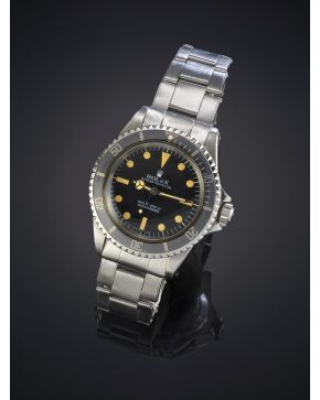 956-ROLEX SUBMARINER REF 5513 AÑO 1966. RELOJ DE PULSERA PARA CABALLERO CON CAJA Y BRAZALETE EN ACERO. Movimiento automático. Esfera negra con numeració