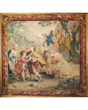 456-Importante tapiz flamenco en lana. Bruselas-Brabante. firmado I.V.D.B (Van der Borcht). Según diseño de Jan van Orley. C. 1737.