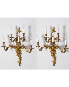 691-Pareja de apliques de 5 luces estilo Luis XV.
