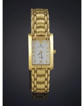 12-CYMA RELOJ DE PULSERA CON CAJA Y BRAZALETE EN ORO AMARILLO DE 18K. MOVIMIENTO SUIZO DE CUARZO. 