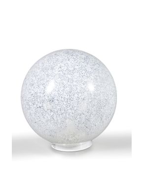 110-Lámpara de mesa tipo globo en cristal de Murano blanco moteado. c. 1980