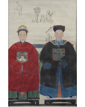 542-Tapiz de Ancestros Trabajo chino. s. XIX.