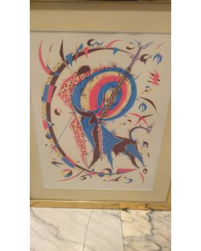2000-RAFAEL ALBERTI (El Puerto de Santa María, 1902 - 1999) Lote de dos serigrafías firmadas y fechadas en 1970. Torero", 65x50 cm. Ed. 75/99. "Composición surrealista", 65x50 cm. Ed. 75/99."