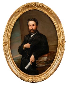 752-ATRIBUIDO A FEDERICO DE MADRAZO Y OCHOA (París 1875 - Retrato de Caballero  Óleo sobre lienzo. Firmado y datado en 1882. Medidas:  80 x 108 cm. 