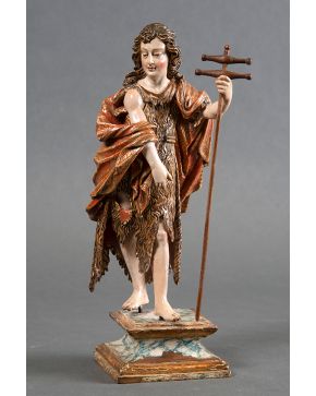 549-ESCUELA ANDALUZA S.XVII San Juan  Escultura en madera tallada y policromada. Altura: 32 cm  