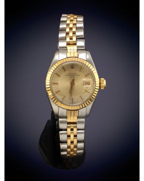 911-ROLEX OYSTER PERPETUAL. RELOJ DE PULSERA PARA SEÑORA. CAJA Y BRAZALETE EN ACERO Y ORO AMARILLO DE 18K. MOVIMIENTO AUTOMÁTICO. Esfera dor