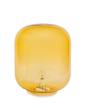 3-Lámpara en cristal de Murano Capsula, con pie en metal lacado. c. 1980  Medidas: 56,5 x 39 cm."