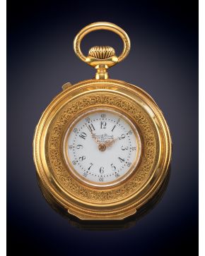 848-HAAS & PRIVAT GENEVE S.XIX Reloj de bolsillo saboneta con esfera vista en oro amarillo de 18K. Caja exquisitament