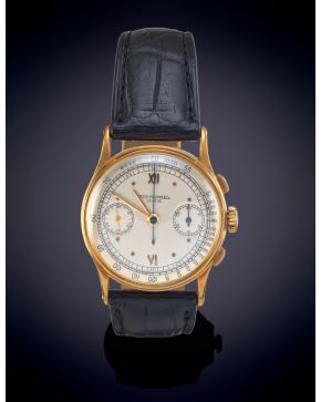 864-PATEK PHILIPPE & Cº GENEVE  EXTRAORDINARIO RELOJ DE COLECCIÓN. CRONOGRAFO. AÑO 1946. CAJA FIRMADA EN ORO AMARILLO DE