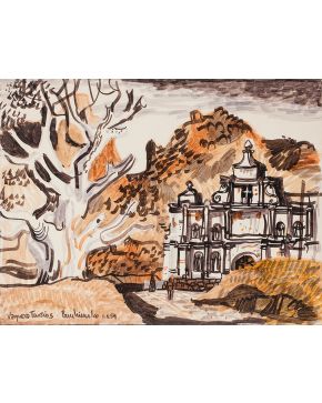 2001-JOAQUÍN VAQUERO TURCIOS (Madrid 1933-Santander 2010)Panchimalo (Salvador). 1959Tinta y aguada sobre papel Firmado,fechado 