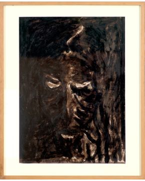 2013-LUIS LIMÉS (Vigo1922-2011 ) Rostro de Cristo. 1967 Óleo  y acrílico sobre papelFirmado y fechado 1967También al dorso 