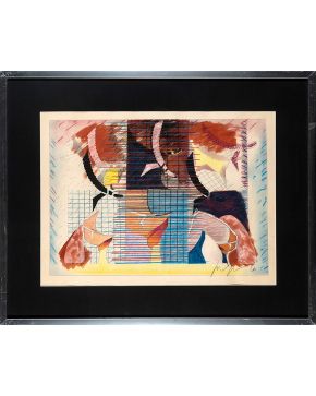 2020-JUAN GOMILA (Barcelona 1942)Sin título Gouache y ceras sobre papel Firmado  Medidas: 4,5 x 60,5 cm.