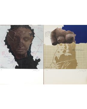 2037-JOSÉ MARÍA MOLINA CIGES (Anna, Valencia 1938) y JOSÉ LUIS MOSQUERASin títuloPareja de litografías sobre papelFirmadas a lá