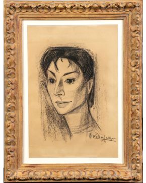 2000-MANUEL LÓPEZ VILLASEÑOR (Ciudad Real 1924 - Madrid 1996)Figura femenina. 1954Tinta sobre papelFirmado y fechado Madrid- V