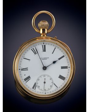 1036-RELOJ DE BOLSILLO LEPINE J.W. BENSON" LONDON. CAJA EN ORO AMARILLO DE 18K. MOVIMIENTO MECÁNICO MANUAL. Esfera de porcela