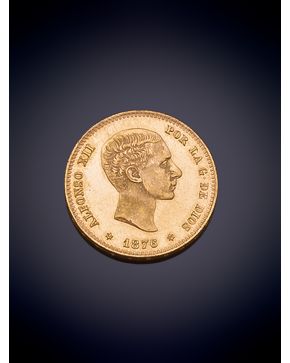 1044-MONEDA DE ALFONSO XII DE 1876 EN ORO AMARILLO DE 18K.