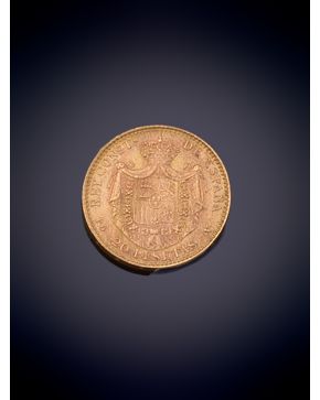 1045-MONEDA DE ALFONSO XIII DE 1887 EN ORO AMARILLO DE 18K.