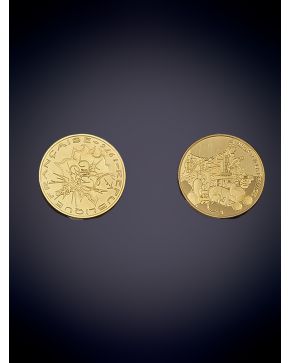 1080-LOTE DE DOS MONEDAS: REPUBLICA FRANCESA 1976 Y MICKEY MOUSE&LAFRANCE