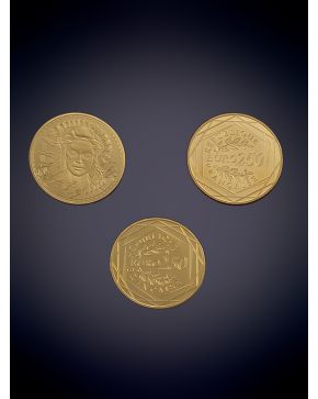 1083-MONEDAS FRANCESAS DE CURSO LEGAL 250 EUROS MARIANNE 2017, 2018 Y 2019