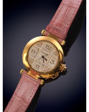 1105-CARTIER PASHA" RELOJ DE PULSERA PARA SEÑORA. REF 2399. CAJA CON BRILLANTES EN ORO AMARILLO DE 18K. Nº 329486MG. MOVIMIEN